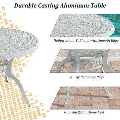 5-Piece Cast Aluminum Patio Dining Set With 4 Swivel Chair