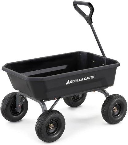 7GCG-NF Heavy-Duty Poly Dump Garden Cart With No-Flat Tires, 7 Cu. Ft., 1200-Pound Capacity, Black