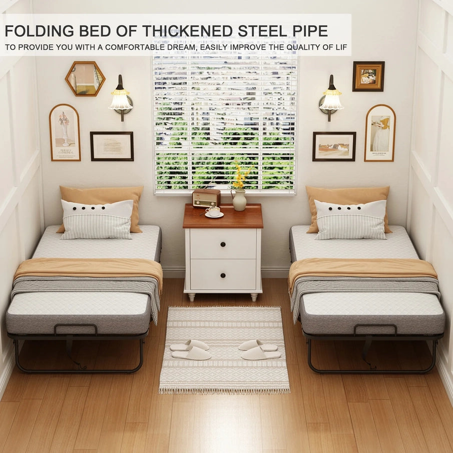 Folding Bed With Mattress 75 In. x 31 In. Cot Size Folded Bed