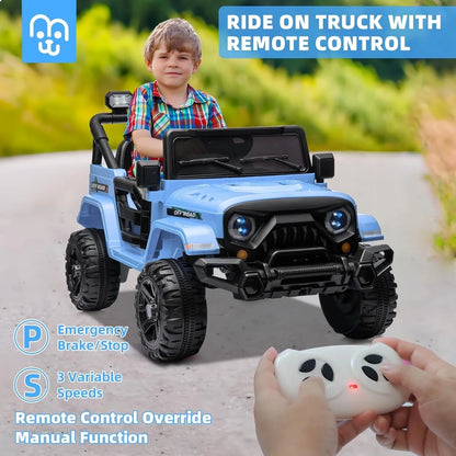 12V Kids Electric Ride On Truck Car Remote Control, Twin 35W Motors 3.5MPH Max Speed, Bluetooth USB Music Player