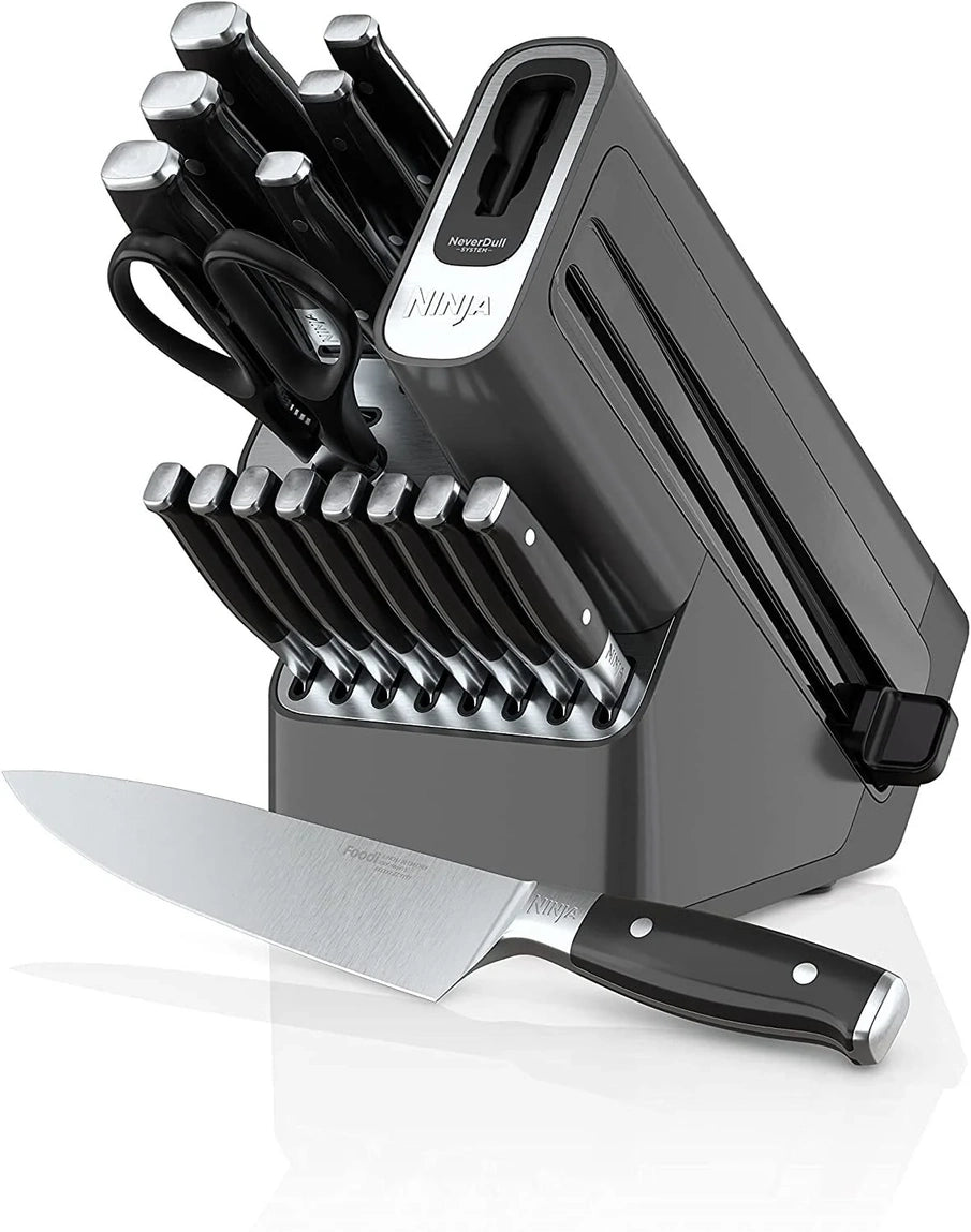 Ninja K32017 Foodi NeverDull 17 Piece Premium Knife System Block Set With Built-In Sharpener, Stainless Steel/Black