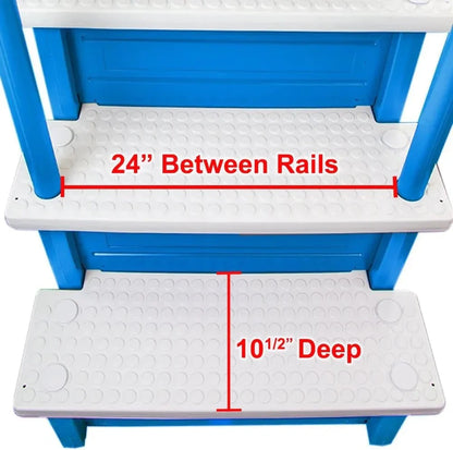 Non-Slip Entry Steps For Pools, Grey, For Above-Ground Pools, Can Be Installed On Terraces With A Height Of 122 To 137 Cm, Load Capacity Up To 136 Kg