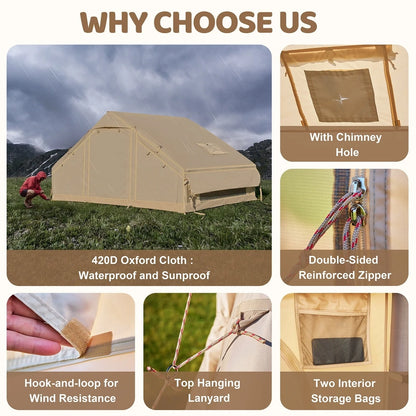 6 Person Inflatable Camping Tent With Pump, x7ft