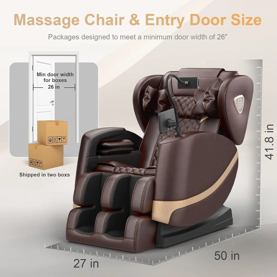 Massage Chair Full Body, Zero Gravity Massage Chair With 10 Fix Rollers, Heating, Foot Massage, Auto Modes, Bluetooth Speaker