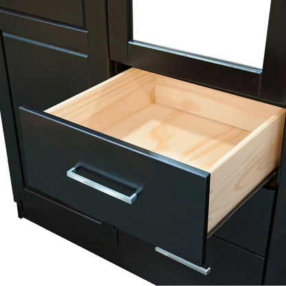 Palace Imports 100% Solid Wood Cosmo 3-Door Wardrobe Armoire With Solid Wood Or Mirrored Doors