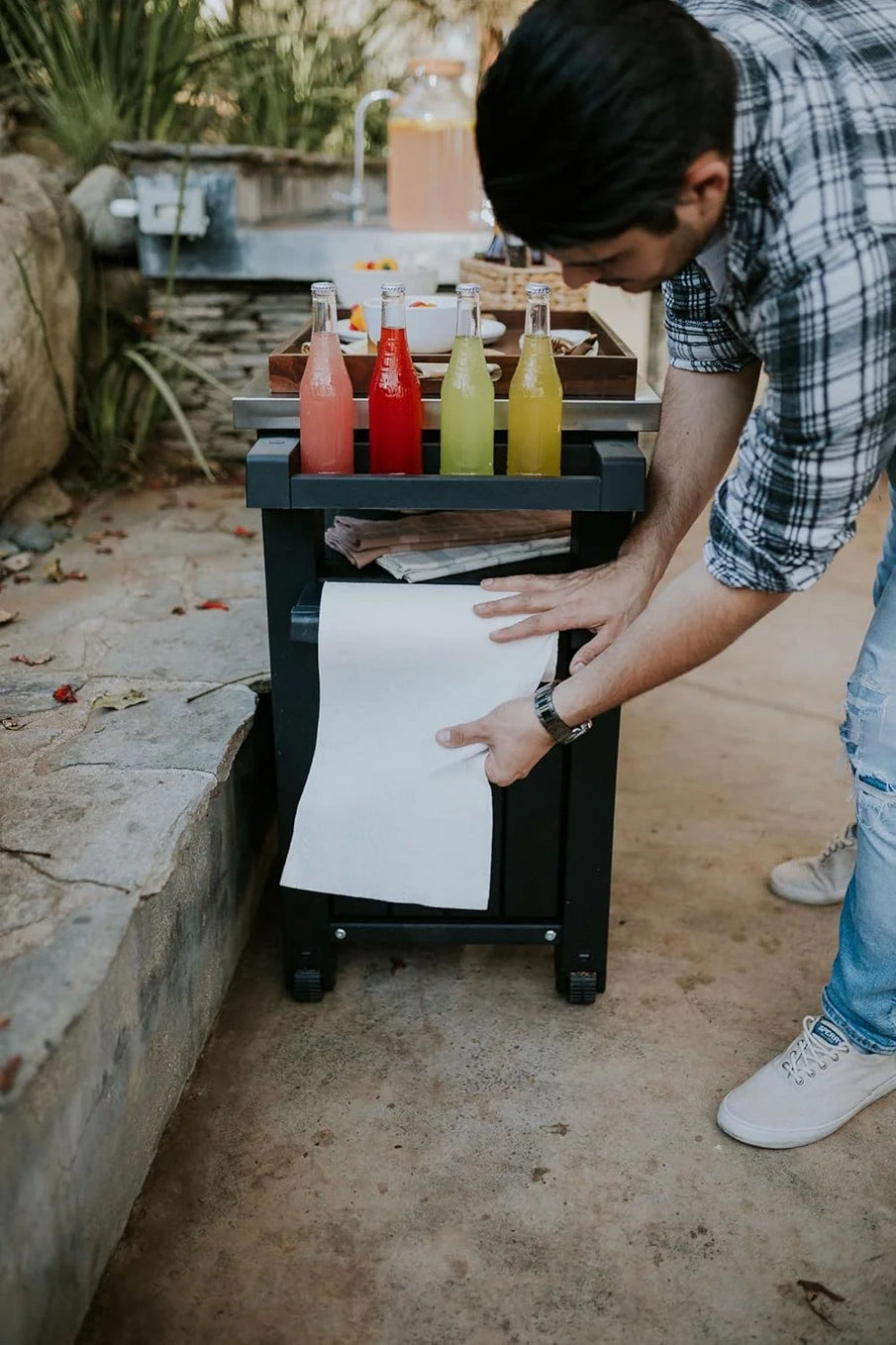 Keter Outdoor Rolling Table Cart For Food Prep, Storage, Bar And Grill, Dark Brown