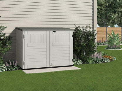Suncast BMS4700 Resin Storage Shed, Off-White/Gray, 70.5W x 44.25D x 52H, Double Door, UV Resistant