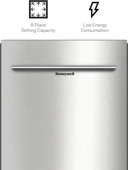 Honeywell 18 In. Dishwasher With 8 Place Settings, 6 Washing Programs, Stainless Steel Tub, UL/Energy Star, Stainless Steel