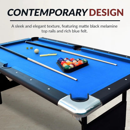 Hathaway Fairmont 6 Ft. Portable Pool Table, Adults Folding Billiards Tables For Game Room With Easy Foldable Storage