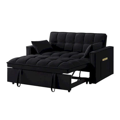 4-in-1 Pull-Out Sleeper Sofa Bed, Loveseat In Velvet-Convertible Couch Bed With Reclining Backrest,2 Side Pockets