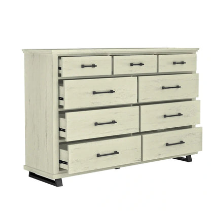 Farmhouse 4-Piece Bedroom Set, 2 Nightstand, 1 Chest And 1 Dresser