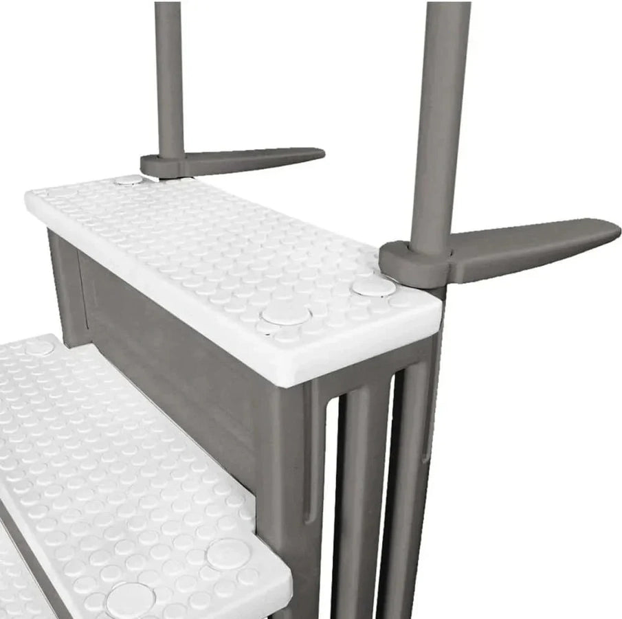 Non-Slip Entry Steps For Pools, Grey, For Above-Ground Pools, Can Be Installed On Terraces With A Height Of 122 To 137 Cm, Load Capacity Up To 136 Kg