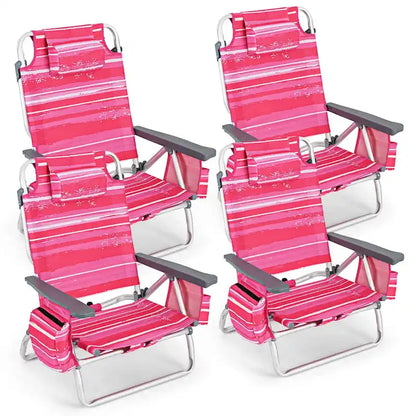 Costway 4-Pack Folding Backpack Beach Chair 5-Position Outdoor, See Details