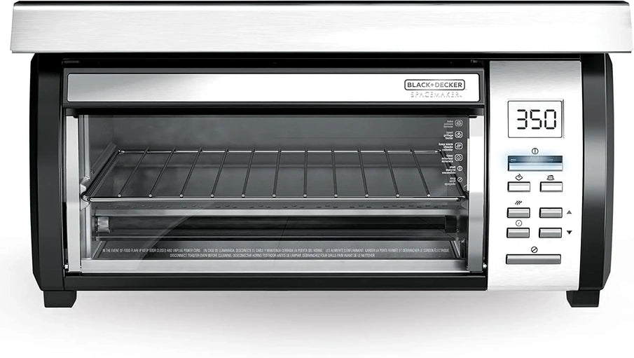 Black Plus Decker SpaceMaker Under-Counter Toaster Oven, Digital Controls, Black/Stainless Steel, Fits 9 in. Pizza, TROS1000D