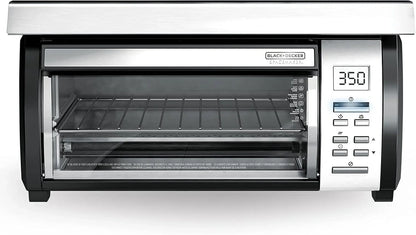 Black Plus Decker SpaceMaker Under-Counter Toaster Oven, Digital Controls, Black/Stainless Steel, Fits 9 in. Pizza, TROS1000D