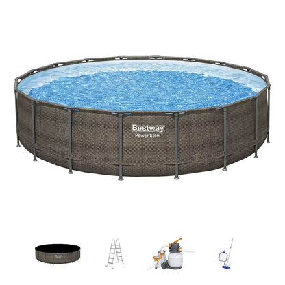 Bestway Power Steel 18-ft x 48-in Round Above-Ground Pool Set