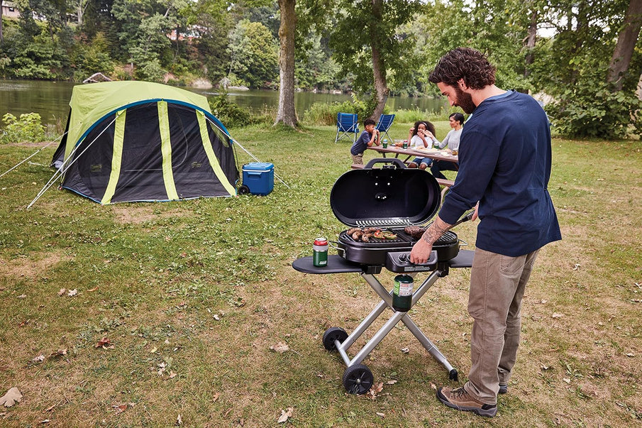 RoadTrip 285 Portable Stand-Up Propane Grill With 3 Adjustable Burners And Instastart Ignition, 20,000 BTUs Of Power For Outdoor Cooking