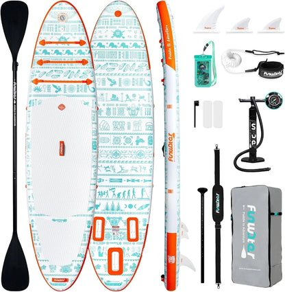 FunWater Inflatable Stand Up Paddle Board With Premium Sup Paddle Accessories, Non-Slip EVA Deck, 11'/10'6' Paddle