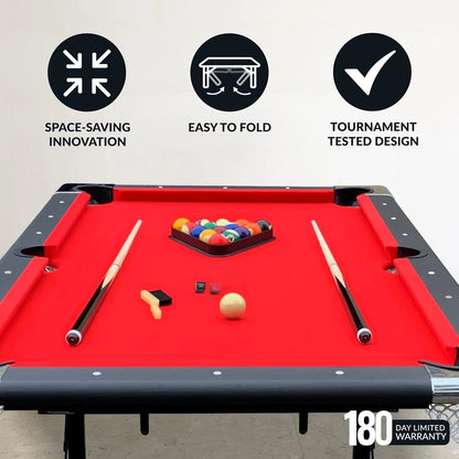 Hathaway Fairmont 6 Ft. Portable Pool Table, Adults Folding Billiards Tables For Game Room With Easy Foldable Storage