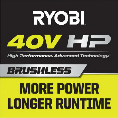 Ryobi 40V HP Brushless Whisper Series 190 MPH 730 CFM Cordless Battery Jet Fan Leaf Blower With 2 4.0 Ah Batteries And Charger
