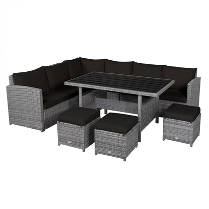 7-piece Outdoor Rattan Patio Furniture Set Black
