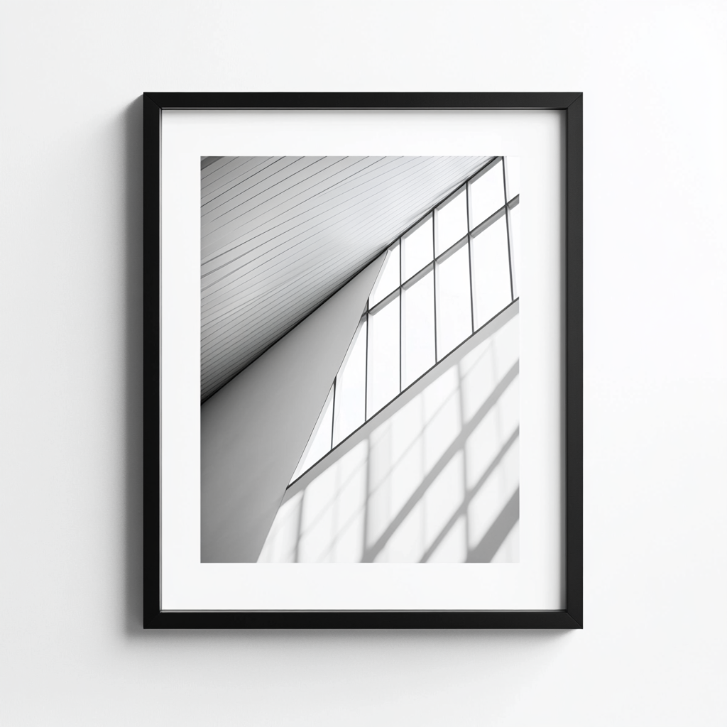 Vjqxb Framed Fine Art Wall Print - Modern Black & White Photography for Home Office & Bedroom - Professional Minimalist Decor