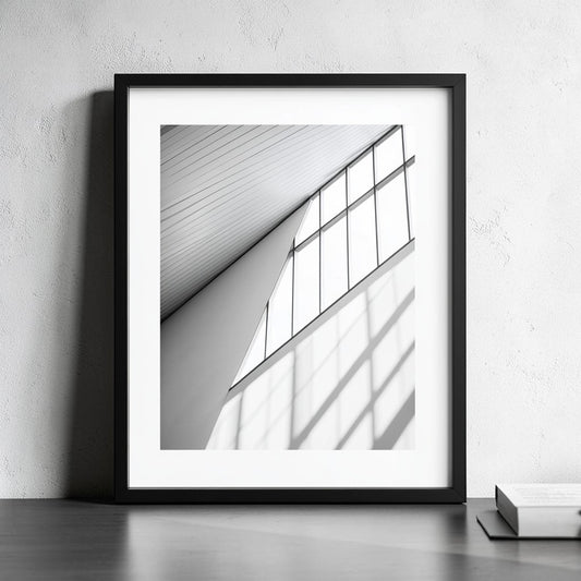 Vjqxb Framed Fine Art Wall Print - Modern Black & White Photography for Home Office & Bedroom - Professional Minimalist Decor
