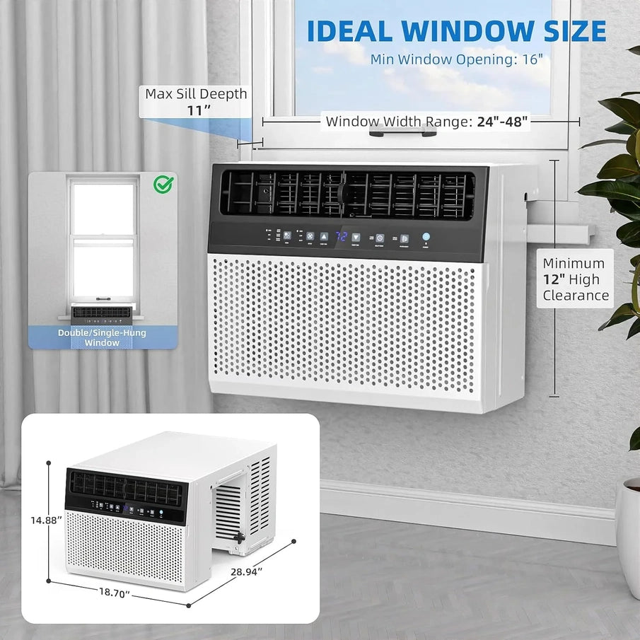 Antarctic Star 12,000 BTU U-Shaped Window Air Conditioner Unit Cools Up To 550 Sq. Ft. With 6 Modes 24H Timer, Ultra Quiet Window AC Units