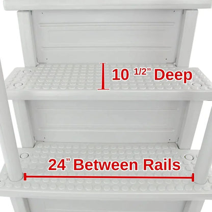 Non-Slip Entry Steps For Pools, Grey, For Above-Ground Pools, Can Be Installed On Terraces With A Height Of 122 To 137 Cm, Load Capacity Up To 136 Kg