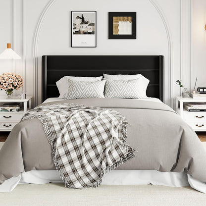 Allewie Queen Size Lift Up Storage Bed, Modern Wingback Headboard, Hydraulic Support, No Box Spring Needed, Light Beige