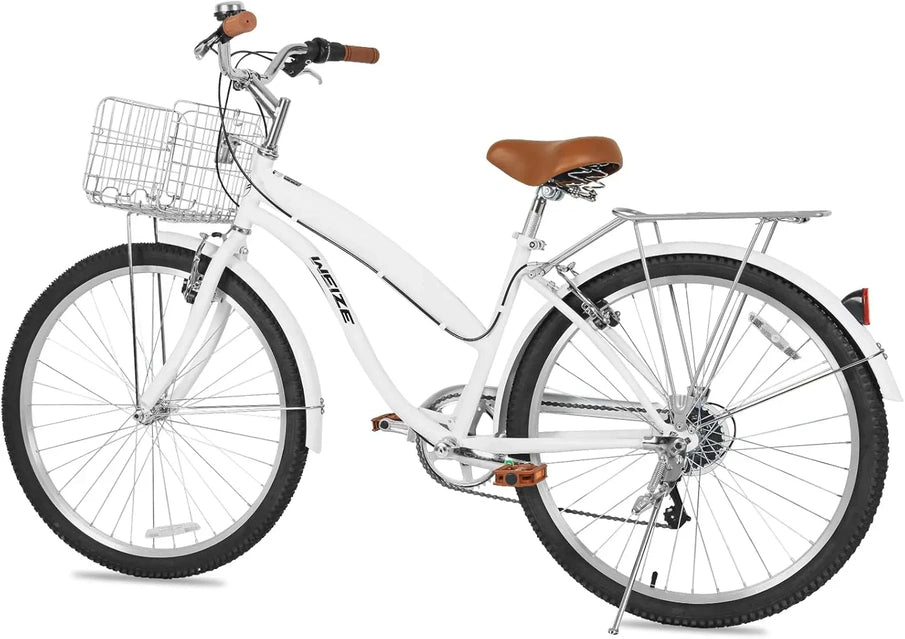 Weize Beach Cruiser Bike 26 In. Commuter Bicycle For Adult Men And Women 7-Speed/High-Carbon
