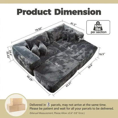 Hooowooo Modern Plush Sectional Sofa L-Shaped Couch With Removable Ottoman