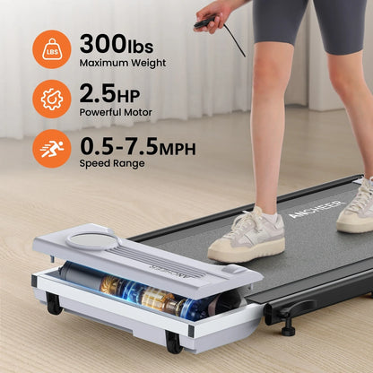 Ancheer Portable Folding Walking Pad 300lb, 7.5 MPH Under Desk Treadmill With Remote Control And LED Display