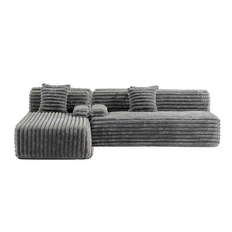 Cloud Sectional Sofa, Modern Upholstered Couch With 2 Throw Pillows, Free-Combined Sofa, Modular Sectional L Shaped Couch