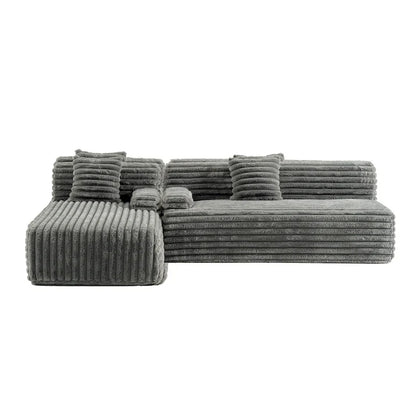 Cloud Sectional Sofa, Modern Upholstered Couch With 2 Throw Pillows, Free-Combined Sofa, Modular Sectional L Shaped Couch