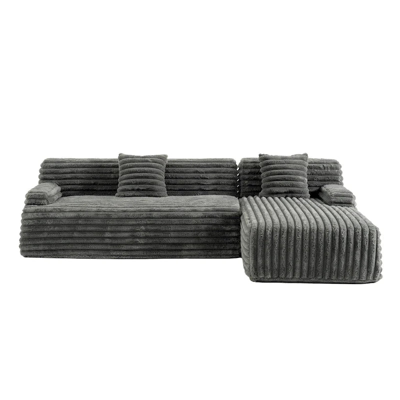 Cloud Sectional Sofa, Modern Upholstered Couch With 2 Throw Pillows, Free-Combined Sofa, Modular Sectional L Shaped Couch