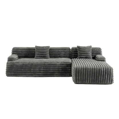 Cloud Sectional Sofa, Modern Upholstered Couch With 2 Throw Pillows, Free-Combined Sofa, Modular Sectional L Shaped Couch