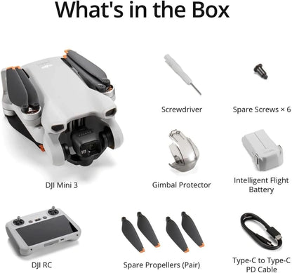 DJI Mini 3, Drones With Camera For Adults 4K, 38-min Flight Time, Up To 32800 Ft, 10km Video Transmission, True Vertical Shooting
