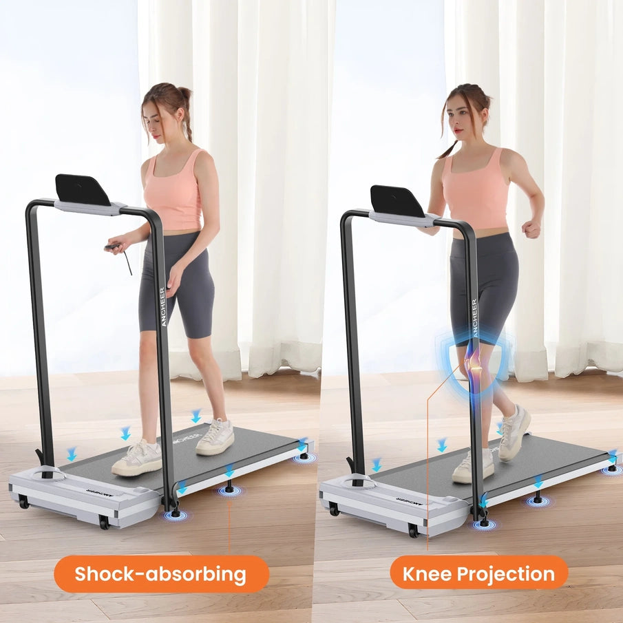 Ancheer Portable Folding Walking Pad 300lb, 7.5 MPH Under Desk Treadmill With Remote Control And LED Display