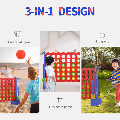 Unicoo 3-in-1 Giant 4 In. A Row Game, Featuring Basketball Hoop, Ring Toss Game And 4-to-Score Game. For Kids And Adults
