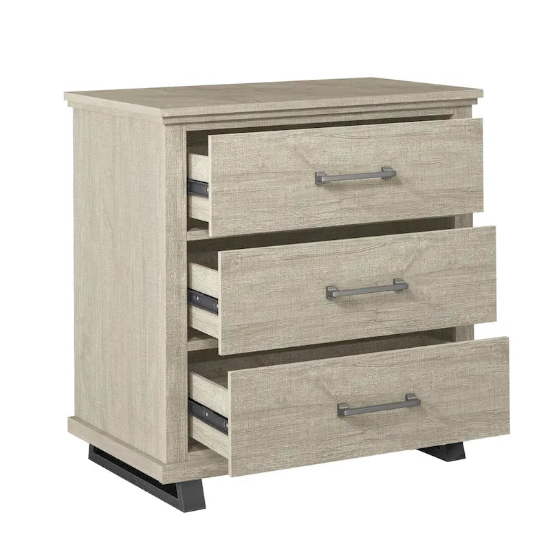 Farmhouse 4-Piece Bedroom Set, 2 Nightstand, 1 Chest And 1 Dresser