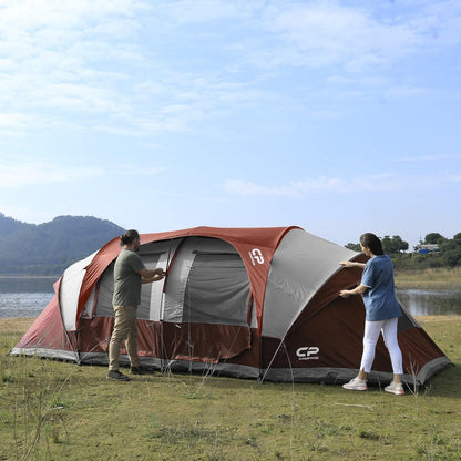 Campros Cp Tent 12-Person-Camping-Tents, 3 Room Family Tents, Waterproof Windproof Family Tent With Top Rainfly, 6 Large Mesh Windows, Bag-20