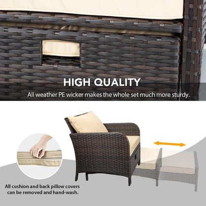Leveleve Balcony Furniture 5 Piece Patio Conversation Set