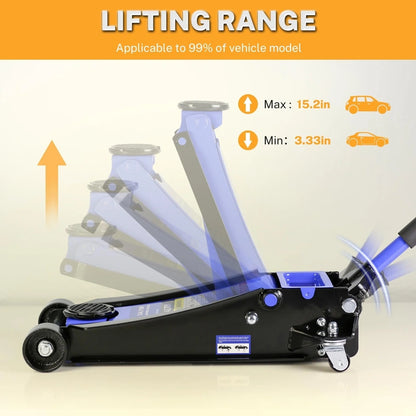 4-Ton Floor Jack, Low Profile Car Jack, Heavy-Duty Trolley Jack Car Lift With Dual Pump Pistons, Lifting Range 4 In.-21 In., 8000lbs